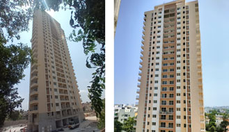 Brigade Komarla Heights Tower A Structure : Terrace slab and above terrace structure works completed, Above terrace finishing works, External painting & podium Hardscape works are in progress as on May '24