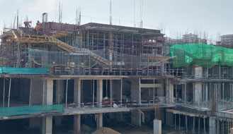 Brigade Komarla Heights Club House (view from west side) : Second floor slab concreting completed & Third floor columns casting works are in progress as on December '22