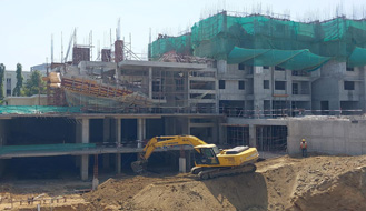 Komarla Heights Club House (view from West side) : Second floor slab concreting completed & Third floor vertical columns casting works are in progress as on February '23