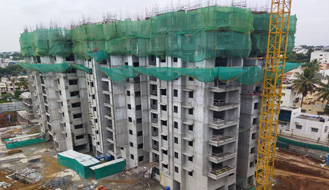 Brigade Komarla Heights Tower B (view from south side) : 10th floor slab concreting 100 % completed & 11th floor works are in progress as on April '23